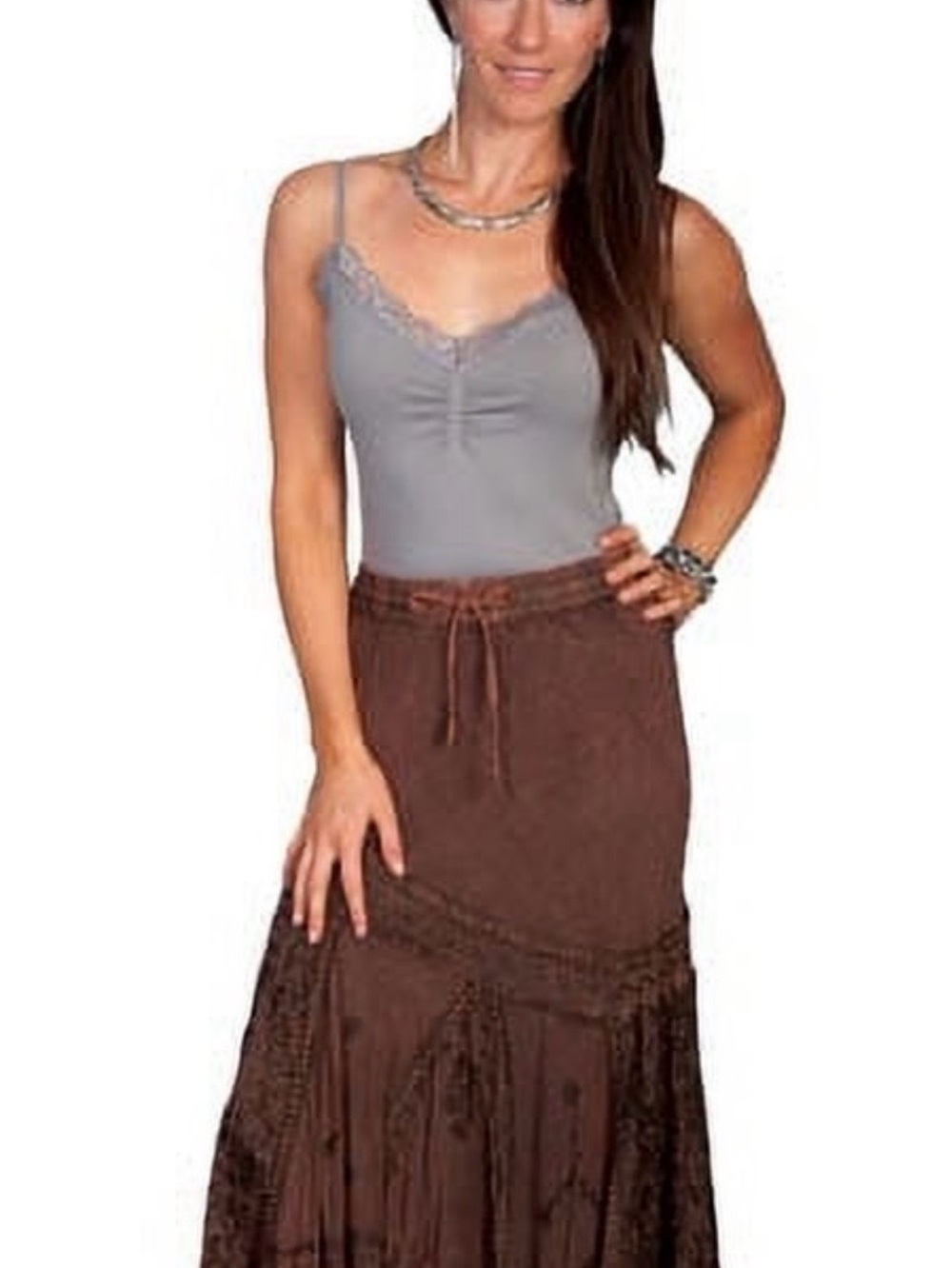 Scully Honey Creek HC64 Copper Boho Embroidered Maxi Skirt XL NWT